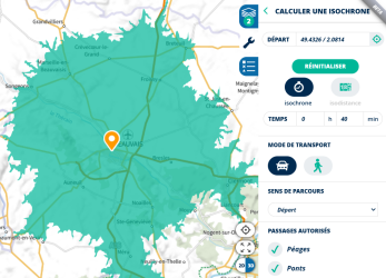 Isochrone de 40min en voiture à partir de Beauvais